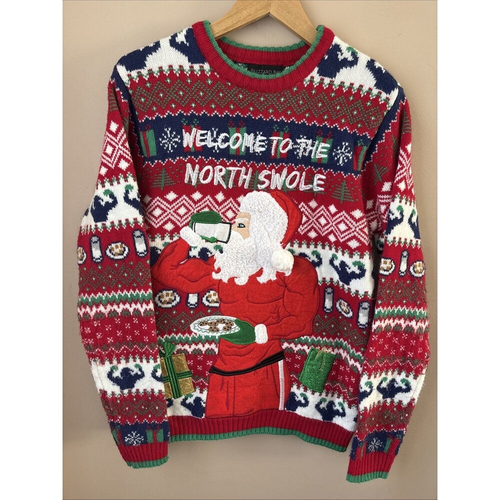 Blizzard Bay Ugly Christmas Sweater S Swole Santa Welcome North